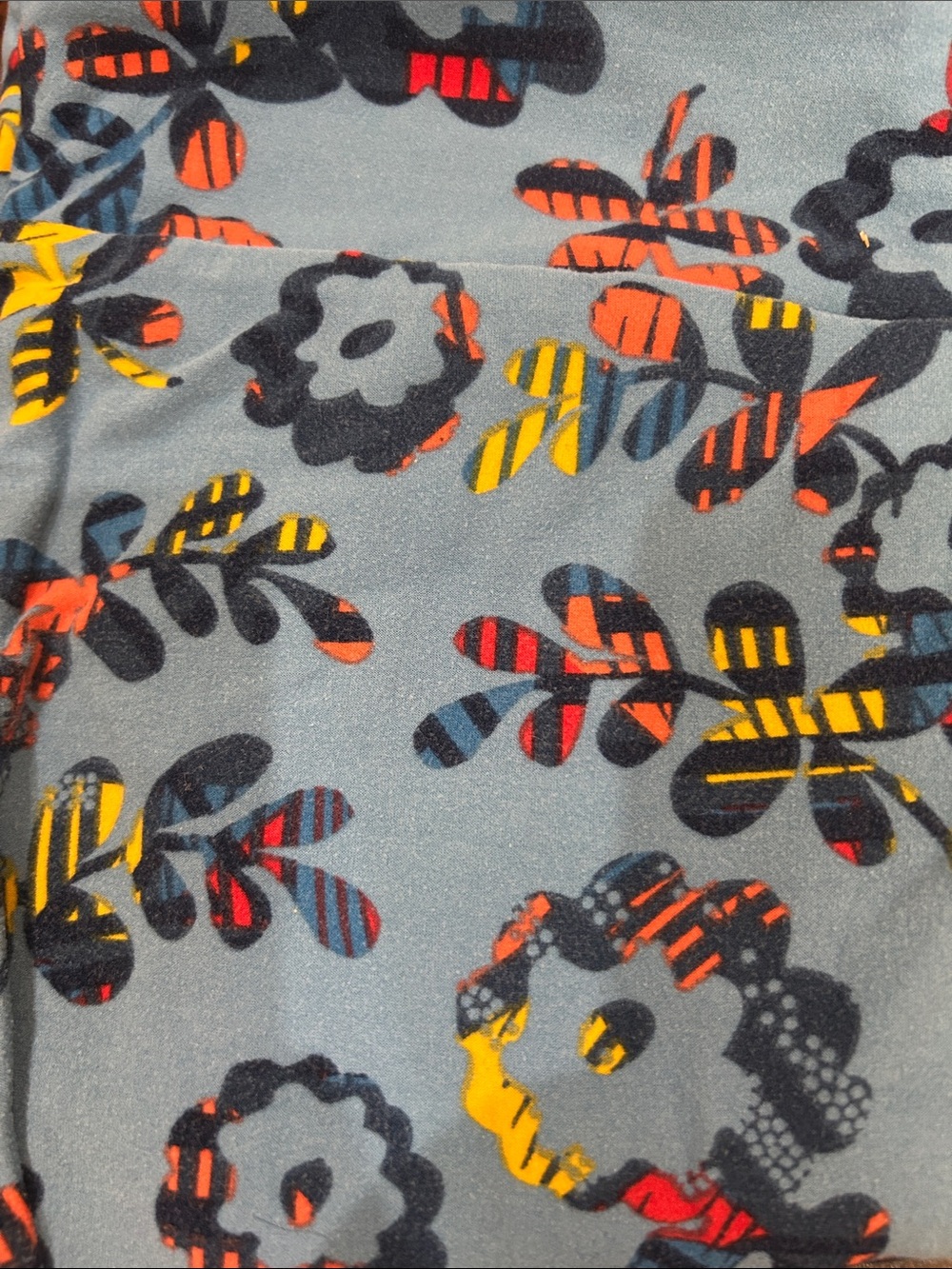 LuLaRoe leggings with Floral Stripe - Light Blue with Red, Yellow, Blue & Orange